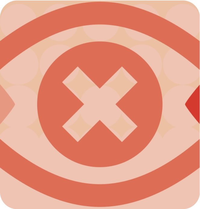 Detail of the crossed-out eye icon from the report's editorial identity.