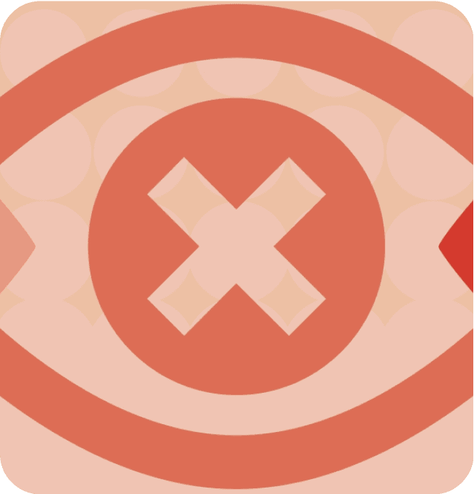 Detail of the crossed-out eye icon from the report's editorial identity.